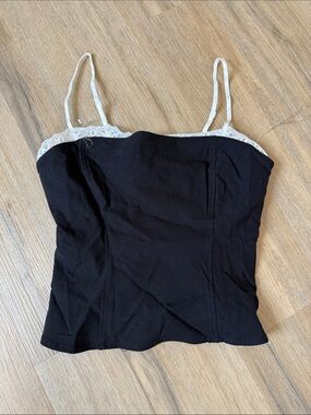 Black Lace-Trim Cami Tank Top // strapless